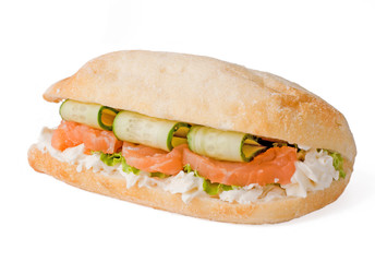 Sandwich with cucumber and salmon