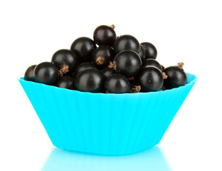 Fresh black currant in silicone mold isolated on white