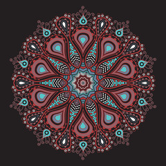 ornamental round lace pattern, circle background with many detai