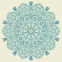 ornamental round lace pattern, circle background with many detai