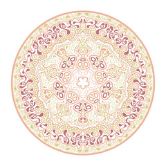 ornamental round lace pattern, circle background with many detai