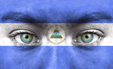 Human face painted with flag of Nicaragua