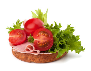 healthy sandwich with vegetable and smoked ham