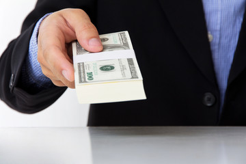 business man  giving money