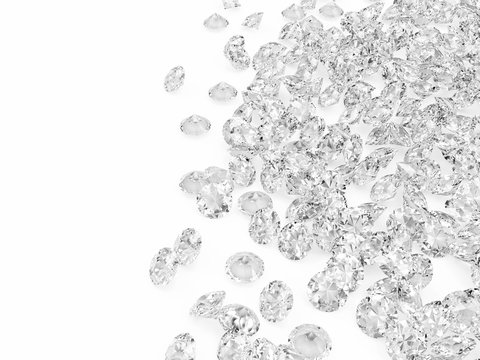 Diamonds on white background with place for your text