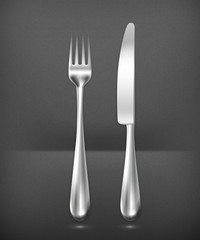 Table knife and fork, vector
