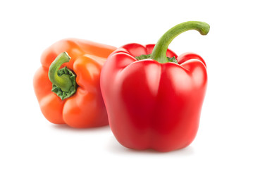 fresh pepper vegetables isolated on white background