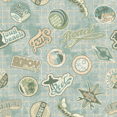 Beach vintage patch seamless pattern