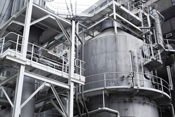 Pipes, tubes, machinery and steam turbine at a power plant