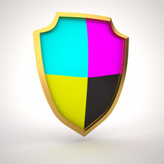 Fototapeta premium Shield of cmyk colors