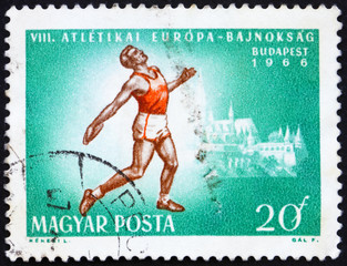 Postage stamp Hungary 1966 Discus Thrower and Matthias Cathedral
