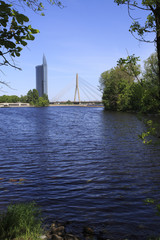 Vansu Tilts Riga bridge with modern building