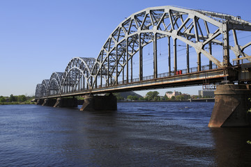 Fototapeta na wymiar Railway Bridge - Riga - Landscape