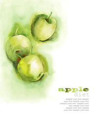 Watercolor -Green Apples-