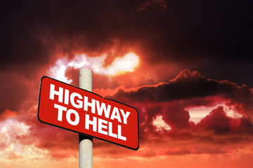 Highway to hell sign