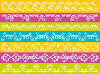 seven decorative lines over color background