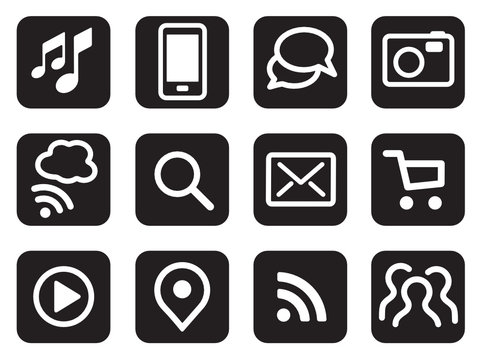 Vector iconset mobile communication black