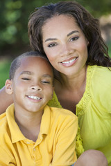 African American Woman Mother WIth Boy Son
