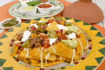 Nachos - Cheesy Tortilla Chips with Toppings & Dips
