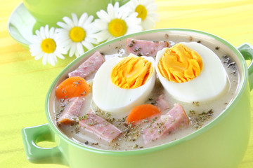 Fototapeta na wymiar Delicious sour soup with egg