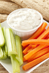 Ranch dressing with carrots and celery