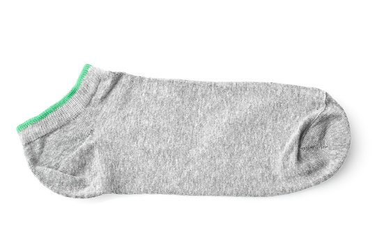 Single Gray Sport Sock Isolated On White Background