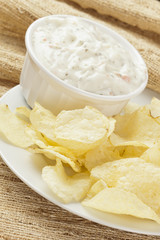 Fresh Potato Chips with Ranch Dip