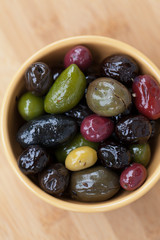 Marinated mixed olives in a bowl