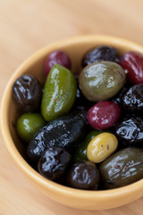 Marinated mixed olives in a bowl