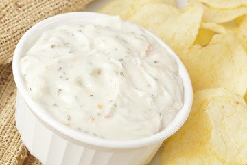 Fresh Potato Chips with Ranch Dip