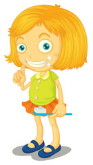 a girl brushing teeth