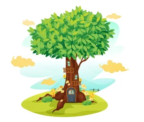 Wall murals Forest animals tree house