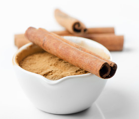 Cinnamon sticks and meal