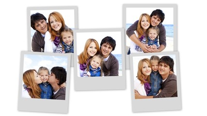 Collage photos of young family