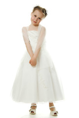Naklejka premium Beautiful girl in white dress