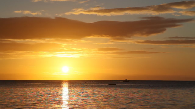 Paddler at Sunset,  Raiatea Lagoon