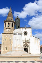 Church and clocktower of Sao Joao Baptista in Tomar, Portugal