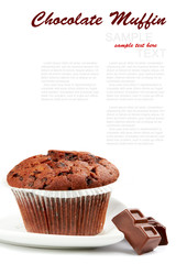 Chocolate Muffin Isolated on a white Background