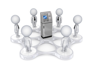 3d small people around ATM