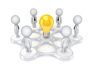 3d small people around idea symbol.