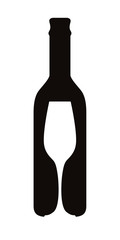 Symbolic wine bottle and glass isolated on white - 42786731