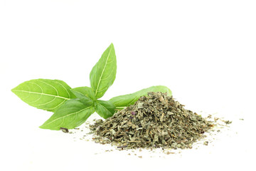 Fresh and dry basil