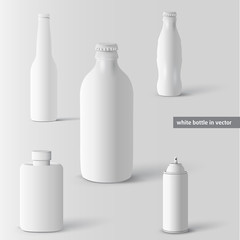 Vector set of white bottles