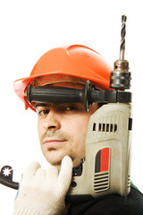 Male worker with an electric dril