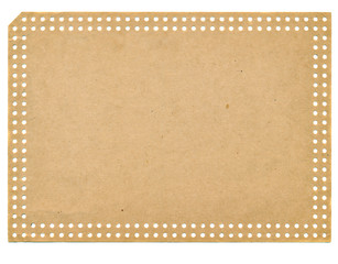 isolated on white vintage empty paper punchcard