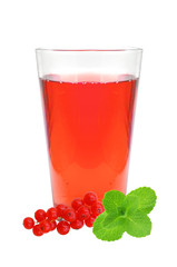 glass of juice, mint and fresh currant berries isolated on white © wolfelarry