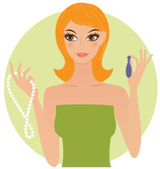 Attractive young woman shopping for jewellery