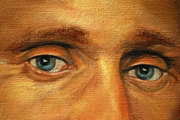 Augen eines erwachsenen Mannes, Illustration, Ölgemälde auf Leinwand © Mikhail Zahranichny