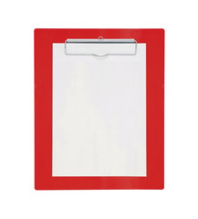 Clipboard with blank paper isolated on white