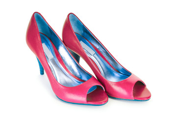 Red female shoes in fashion concept